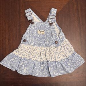 OshKosh B'gosh Blue and White Floral Overall Dress
